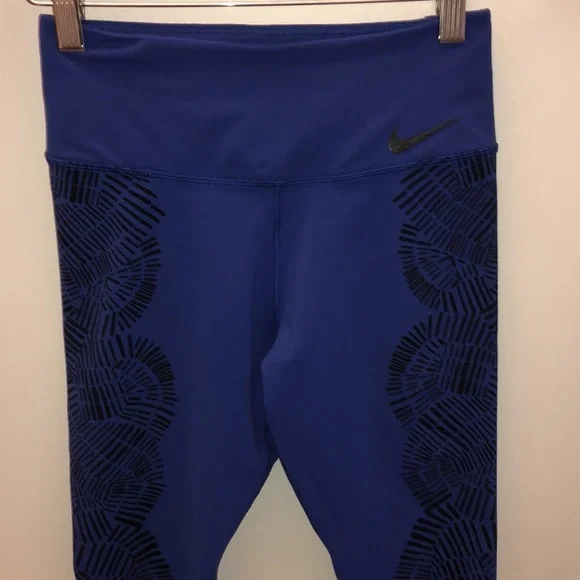 Women's Nike Power Legendary Tidal Printed Training Capri XS Blue Black Running‌ - Picture 3 of 6
